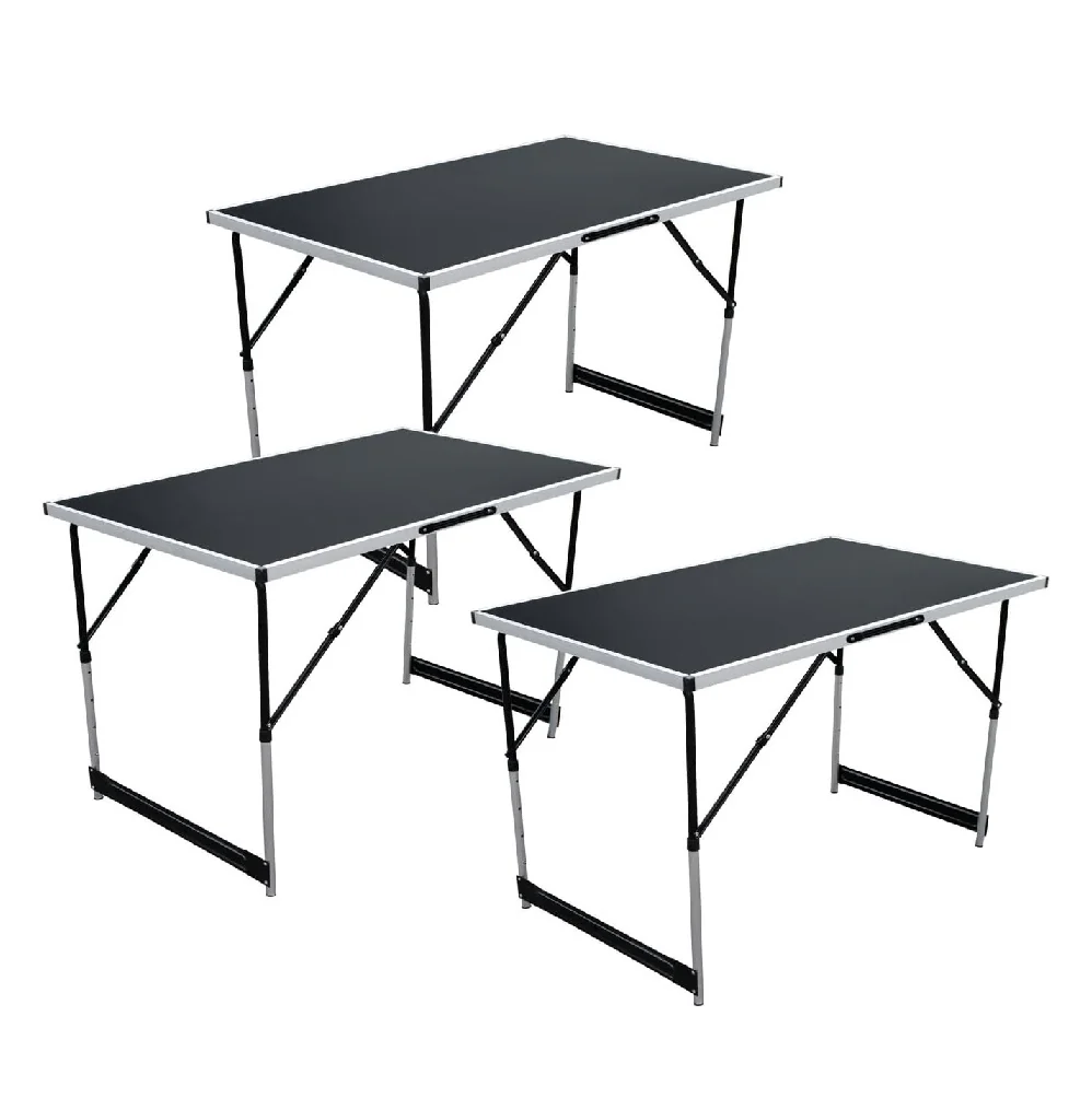 Kit 3 pezzi Tavolo Pieghevole Multifunzione Campeggio Giardino Pic Nic Nero