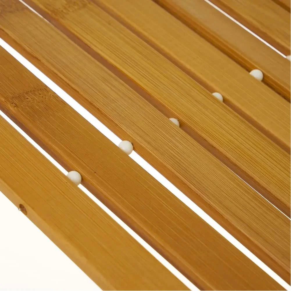 Tappeto per Doccia Vasca da Bagno in Legno Bambù Superficie Antiscivolo 60x40cm - immagine 3