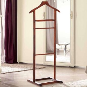 Appendiabiti Indossatore in Legno di Noce Servo Muto Porta Abiti 48x36x107 cm