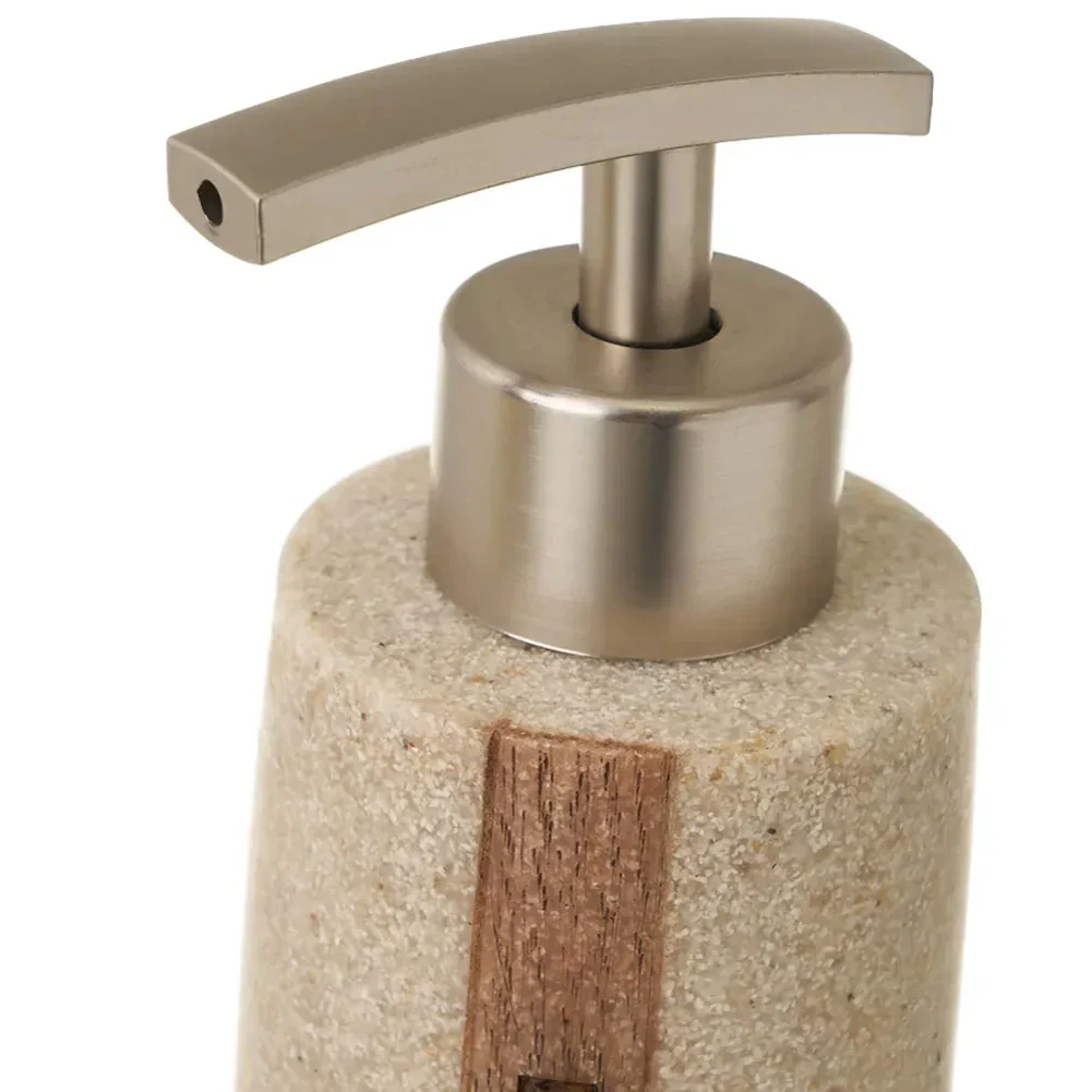 kit da Bagno 3pz con Dispenser Porta Sapone Bicchiere Effetto Pietra Beige - immagine 4