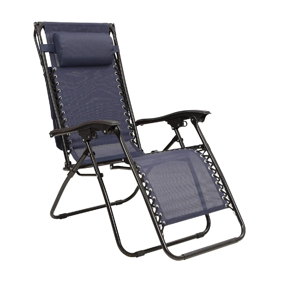 Kit 2pz Sedia Sdraio con Parasole Gravità Zero Reclinabile Pieghevole Poggiatesta Blu - immagine 7