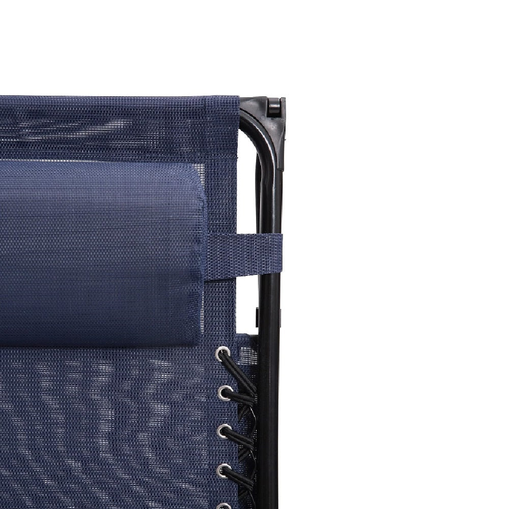 Kit 2pz Sedia Sdraio con Parasole Gravità Zero Reclinabile Pieghevole Poggiatesta Blu - immagine 8