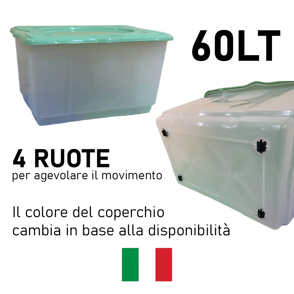 Kit 2pz Scatole Porta Tutto Porta Oggetti Plastica Trasparente 4Ruote 60x40 H33cm - immagine 8