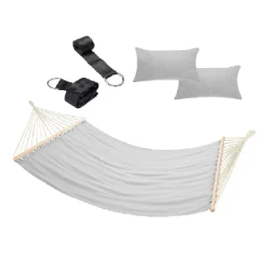 Amaca Giardino e Campeggio 2Posti Legno e Tessuto Pieghevole 345x150cm Grigio