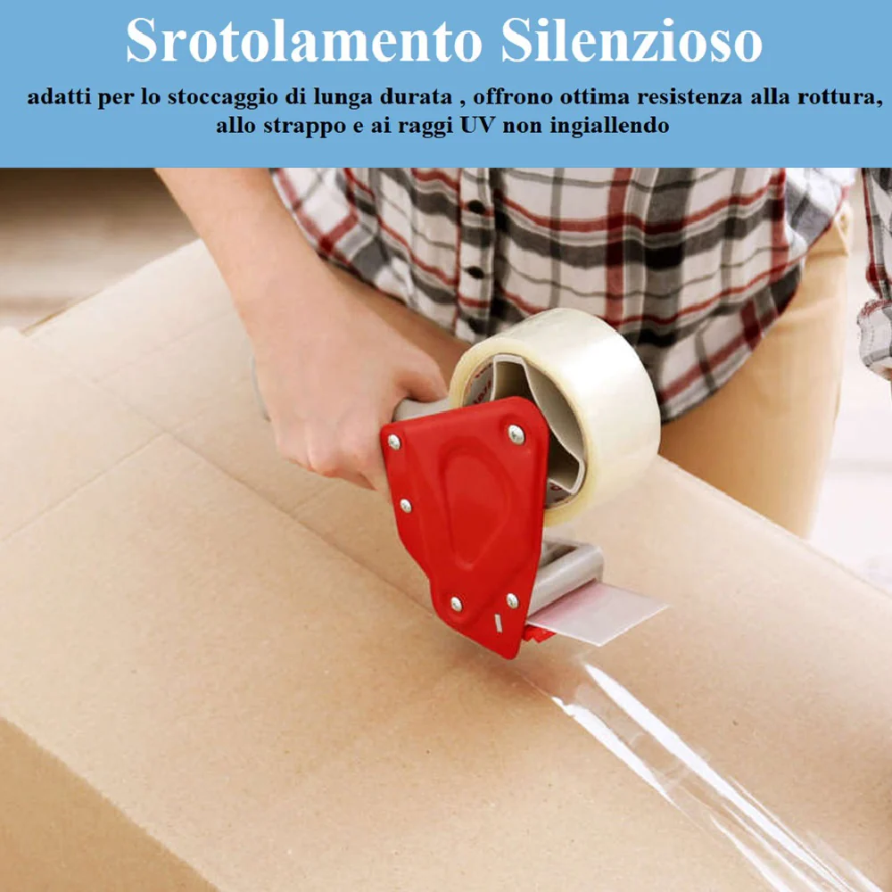 6 Rotoli di Nastro Trasparente 50mm x 132 Mt. Nastro per Imballaggi Resistente Silenzioso - immagine 5