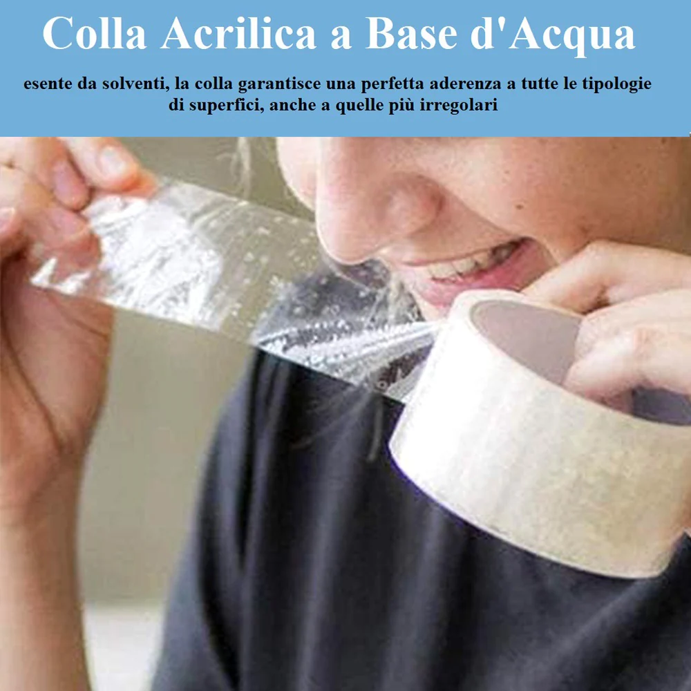 6 Rotoli di Nastro Trasparente 50mm x 132 Mt. Nastro per Imballaggi Resistente Silenzioso - immagine 3