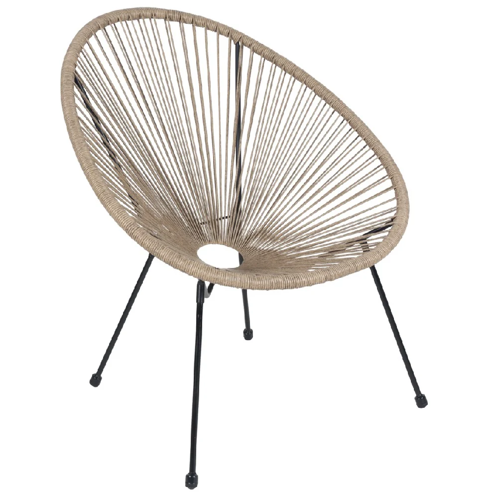 2 x Sedia Poltrona in Polyrattan per Giardino Terrazzo Interno Esterno Moderna Ecrù - immagine 5