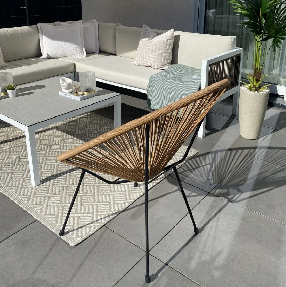 2 x Sedia Poltrona in Polyrattan per Giardino Terrazzo Interno Esterno Moderna Ecrù - immagine 4