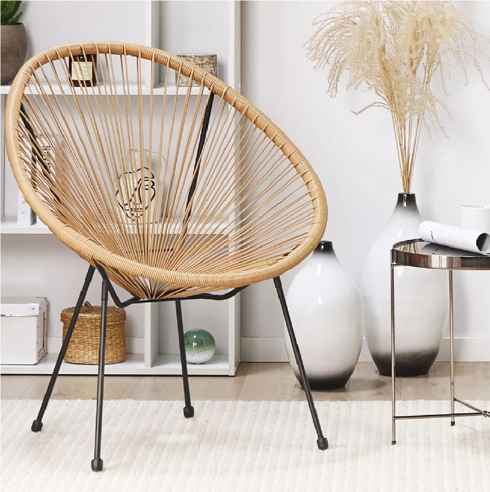 2 x Sedia Poltrona in Polyrattan per Giardino Terrazzo Interno Esterno Moderna Ecrù