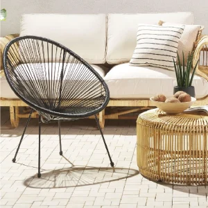 2 x Sedia Poltrona in Polyrattan per Giardino Terrazzo Interno Esterno Moderna Nero