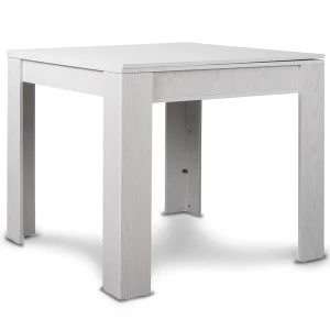 Tavolo da Pranzo Quadrato 90x90cm Allungabile a 180cm Apertura a Libro Bianco