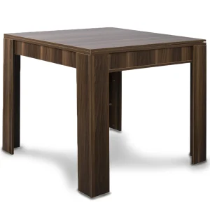 Tavolo da Pranzo Quadrato 90x90cm Allungabile a 180cm Apertura a Libro Noce
