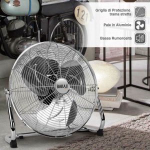 Ventilatore da Terra in Acciaio 90W Pale Alluminio 45cm Silenzioso 3velocitÃ