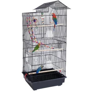Voliera Gabbia per Uccelli Pappagalli con Giochi e Doppia Apertura 99cm