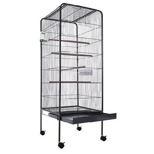 Voliera Gabbia Grande Pappagalli Canarini Parrocchetti con 4Ruote H150cm Metallo