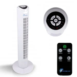 Ventilatore a Torre 80 cm Silenzioso 3 Velocità Oscillante Timer con Telecomando 45W