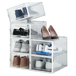 Kit 6 Scatole Portascarpe Impilabili Salvaspazio 35x25x19 cm Ventilate Multiuso