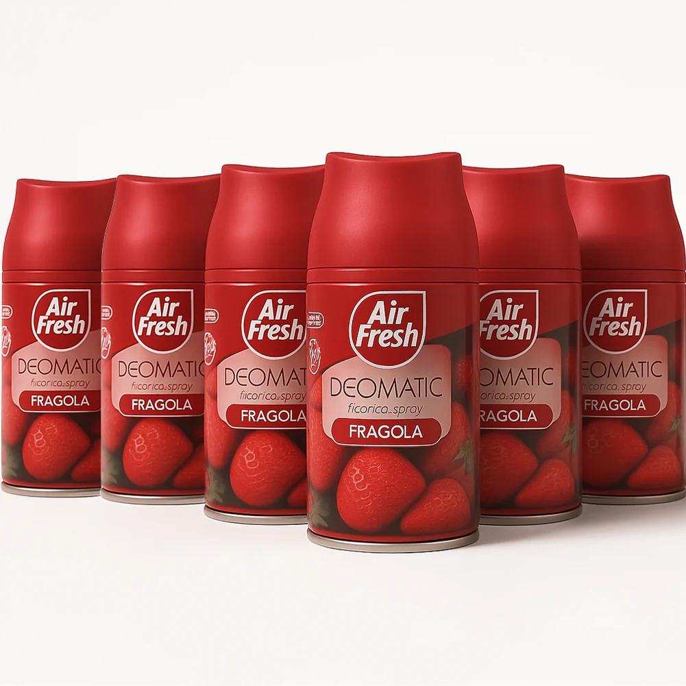 Air Fresh Deomatic Ricariche Profumatore Ambiente 6x250ml Spray Fragola Antiodore - immagine 3