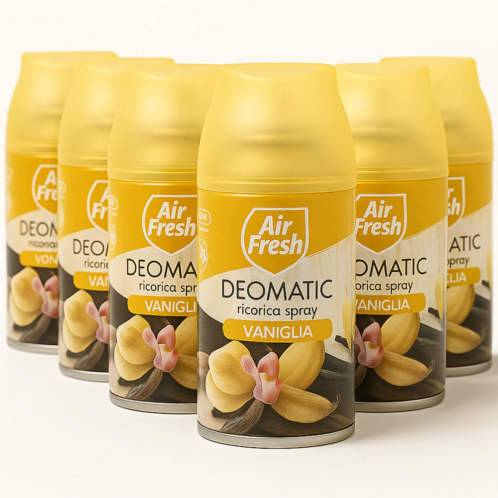 Air Fresh Deomatic Ricariche Profumatore Ambiente 6x250ml Spray Vaniglia Antiodore - immagine 3