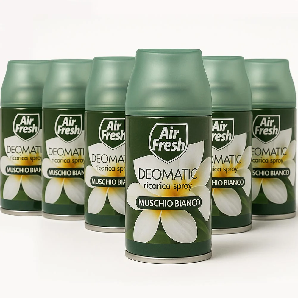 Air Fresh Deomatic Ricariche Profumatore Ambiente 6x250ml Spray Muschio Bianco Antiodore - immagine 3