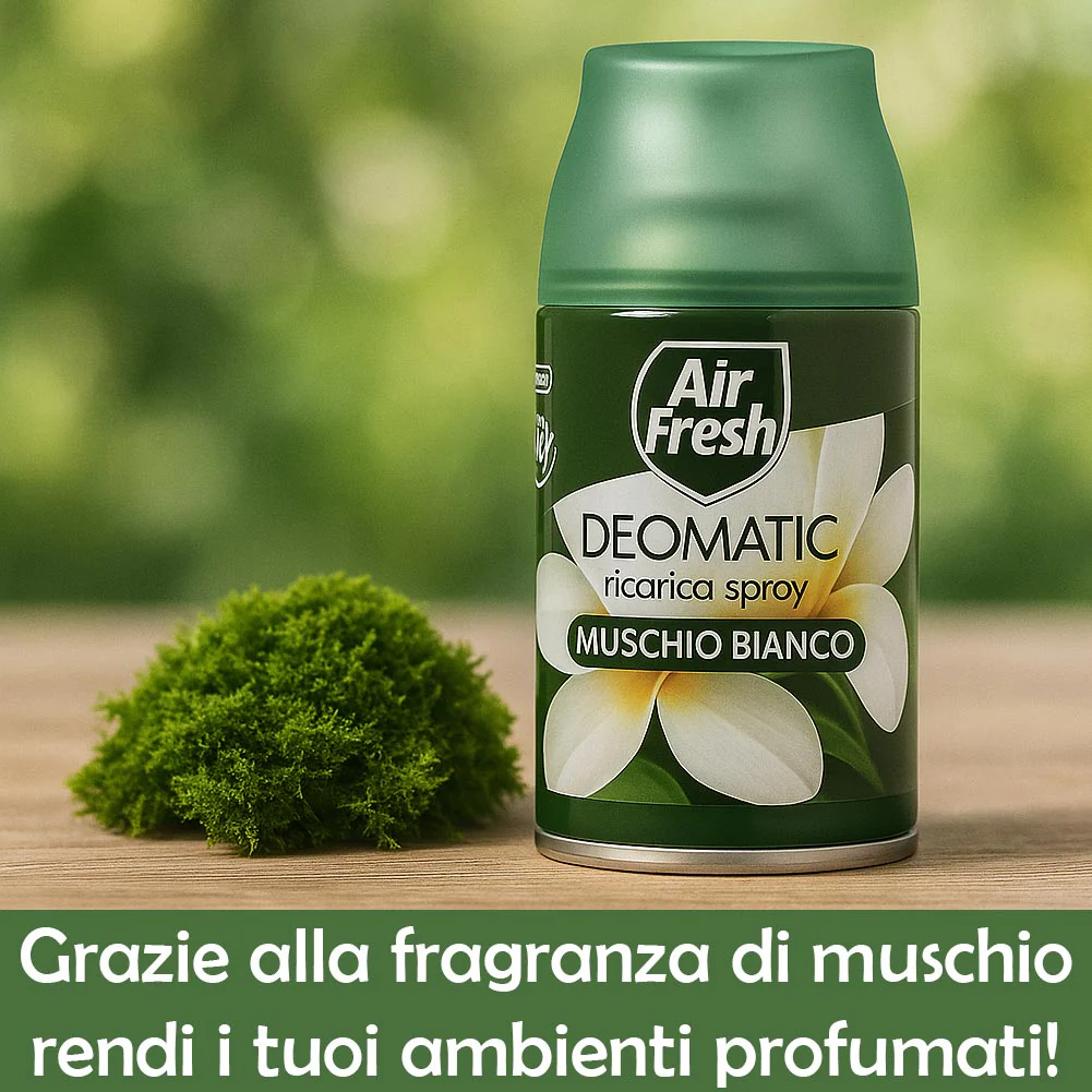 Air Fresh Deomatic Ricariche Profumatore Ambiente 6x250ml Spray Muschio Bianco Antiodore - immagine 6