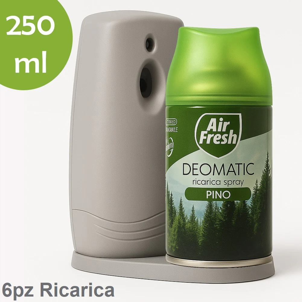 Air Fresh Deomatic Ricariche Profumatore Ambiente 6x250ml Spray Pino Antiodore