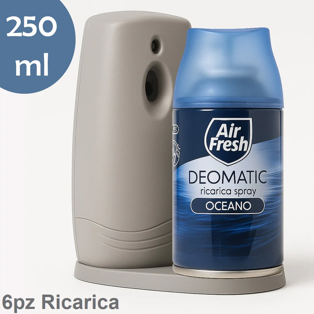 Air Fresh Deomatic Ricariche Profumatore Ambiente 6x250ml Spray Oceano Antiodore