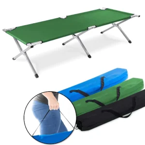 Lettino da Campeggio Pieghevole Salvaspazio con Sacca Trasporto 190x70 cm Brandina Verde