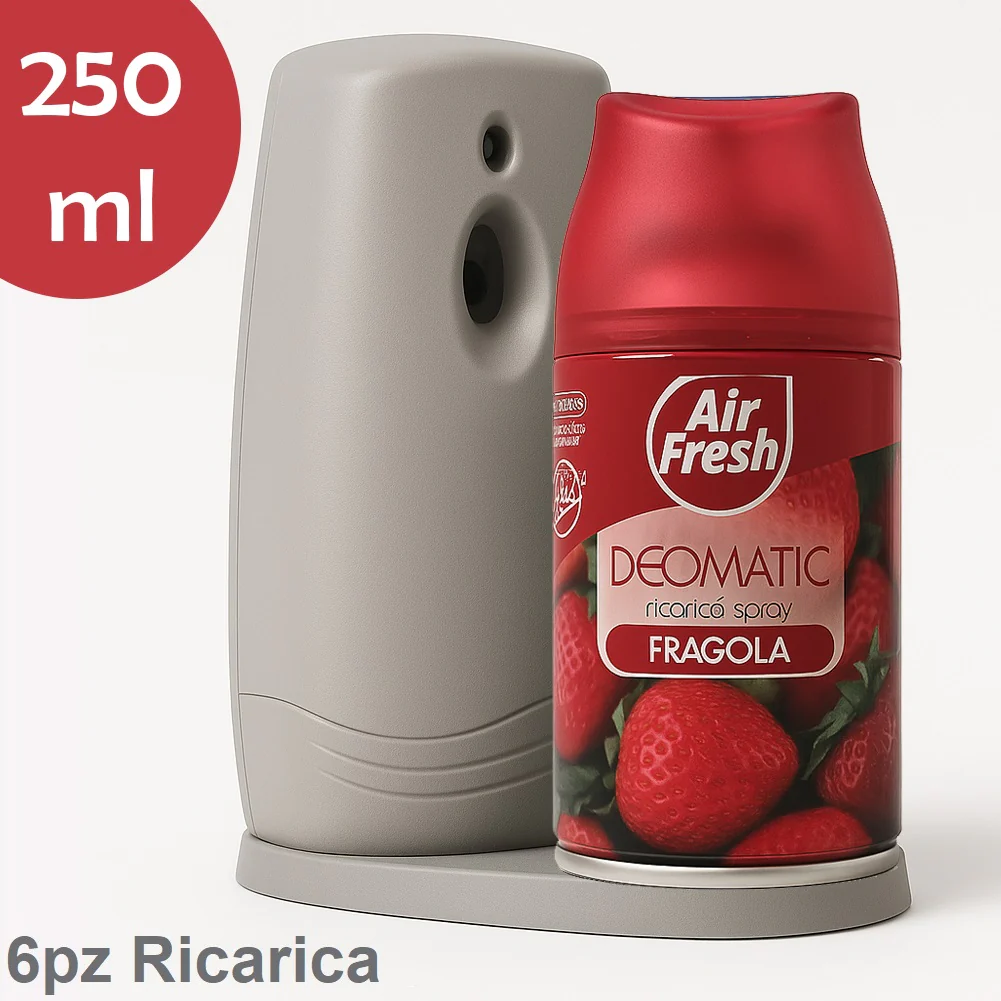 Air Fresh Deomatic Ricariche Profumatore Ambiente 6x250ml Spray Fragola Antiodore - immagine 2
