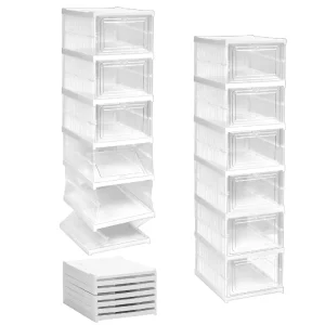 Kit 6 Scatole Portascarpe Impilabili Salvaspazio 34.5x25.5 H105 cm Ventilate Multiuso