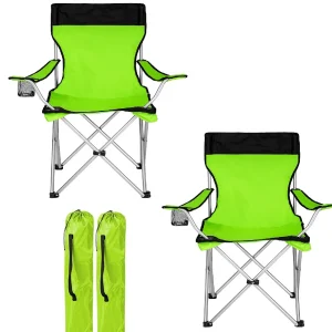 Kit 2 Sedie Pieghevoli da Campeggio con Borsa uso Esterno Leggera Salvaspazio Verde