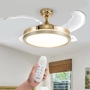 Ventilatore da Soffitto 68W Luce Led 4Pale Richiudibili Dimmerabile Telecomando
