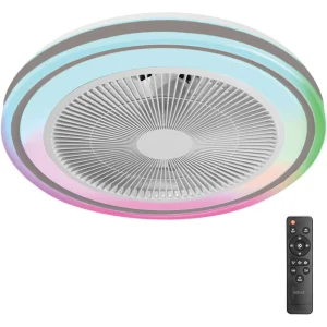 Ventilatore Soffitto LED 80W con Telecomando Timer Luce RGB 3 Velocità Silenzioso