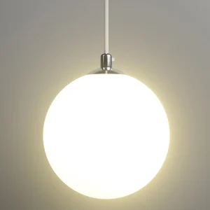 Lampadario Sospensione Moderno Vetro Sfera 35cm Design E27 Bianco Opaco Cromo