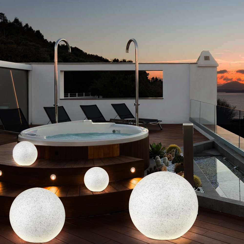 Lampada Sfera Giardino 50cm Luce Esterno Bianco Pietra E27 Decorazione da Esterno - immagine 4