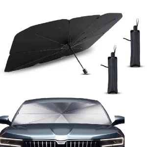 Kit 2pz Parasole Auto Protezione Solare Anteriore Apertura Ombrello Salvaspazio