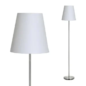 Lampada Piantana da Terra Moderna 150cm Paralume in Tessuto E27 60W Silver Bianco