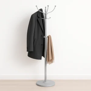 Appendi Abiti Autoportante base rotonda Con 16 Ganci Metallo 36x175 cm (Silver)