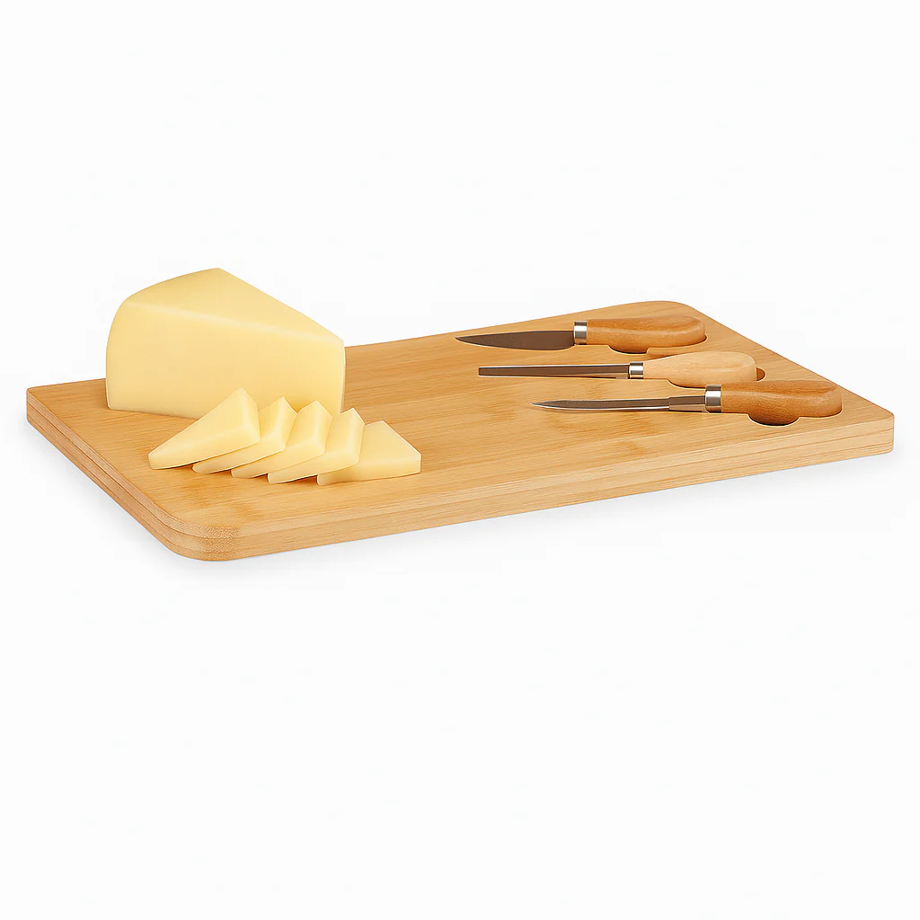 Tagliere Cucina in Bambù con accessori Formaggio 34 x 19 H1.8 cm Legno Naturale - immagine 2