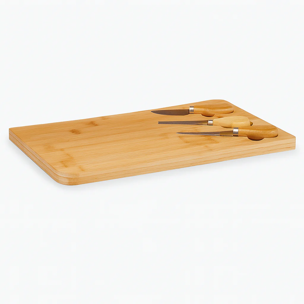 Tagliere Cucina in Bambù con accessori Formaggio 34 x 19 H1.8 cm Legno Naturale - immagine 4