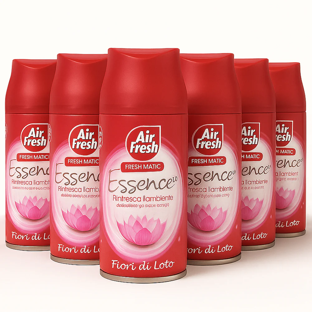 Air Fresh Deomatic Ricariche Profumatore Ambiente 6x250ml Spray Fiore di Loto Antiodore - immagine 3