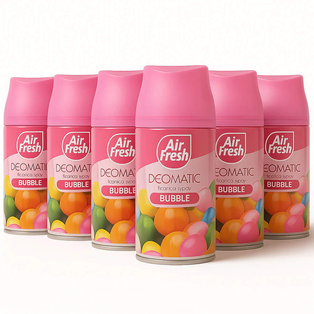 Air Fresh Deomatic Ricariche Profumatore Ambiente 6x250ml Spray Bubble Antiodore - immagine 3