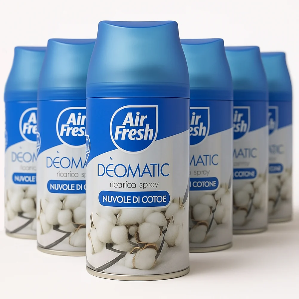 Air Fresh Deomatic Ricariche Profumatore Ambiente 6x250ml Spray Nuvola Cotone Antiodore - immagine 6