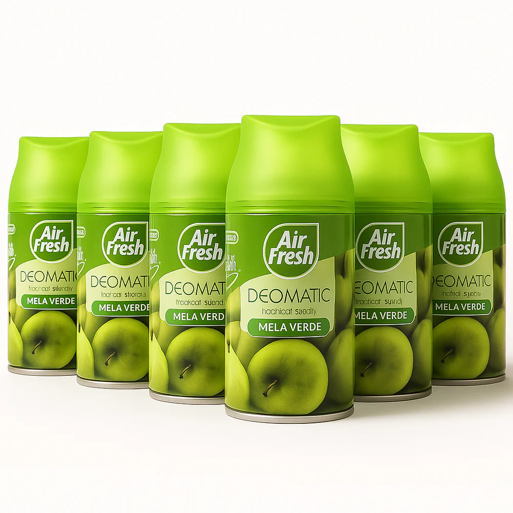 Air Fresh Deomatic Ricariche Profumatore Ambiente 6x250ml Spray Mela Verde Antiodore - immagine 5