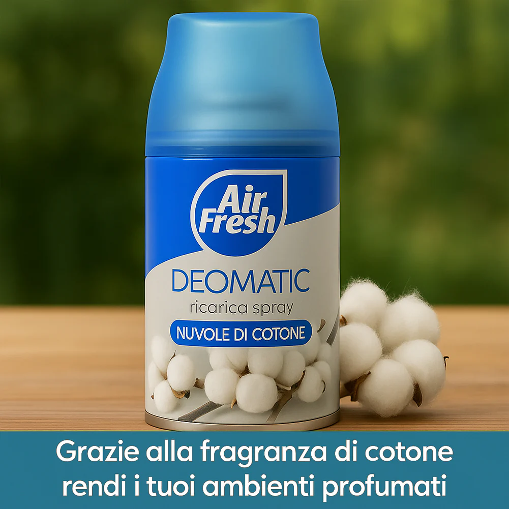 Air Fresh Deomatic Ricariche Profumatore Ambiente 6x250ml Spray Nuvola Cotone Antiodore - immagine 3
