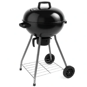 Barbecue a Carbone Rotondo con 2Ruote Valvola Cottura Ventilata Ø43 cm Nero