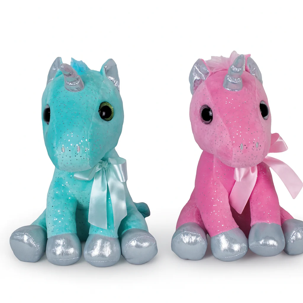 2 pezzi Peluche Unicorno Brilla 30cm Morbidi e Colorati Idea Regalo Bambini e Adulti