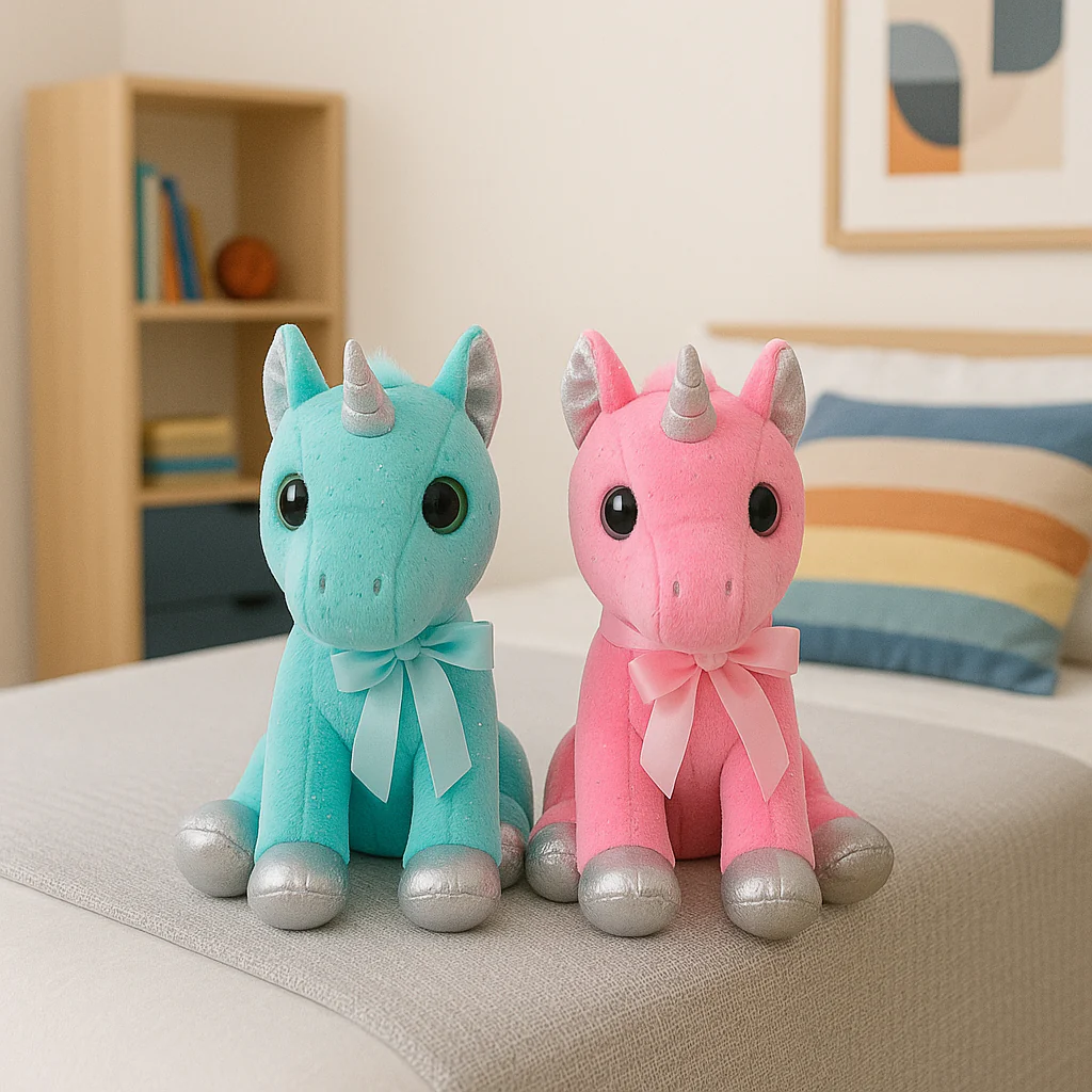 2 pezzi Peluche Unicorno Brilla 30cm Morbidi e Colorati Idea Regalo Bambini e Adulti - immagine 3