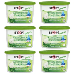 6pz Deumidificatore Casa Portatile 500ml contro Muffa Assorbi Umidità Muschio Bianco