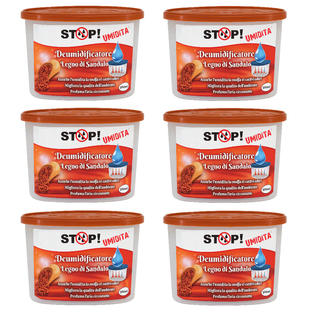 6pz Deumidificatore Casa Portatile 500ml contro Muffa Assorbi Umidità Sandalo